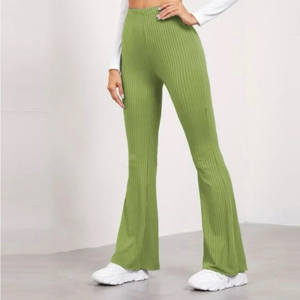 Love Poem by block yoga pants stretchy soft comfy Wide Leg (green)
